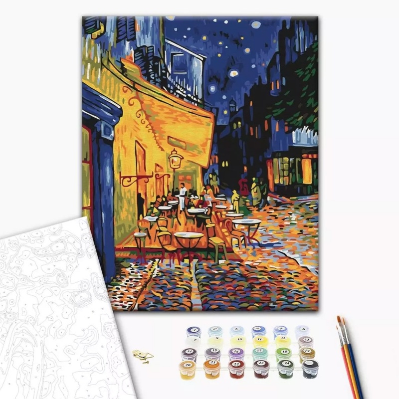 345068-370378-malowanie_po_numerach_brushme_40x50_cm_nocna-800w Malowanie po numerach BRUSHME, 40x50 cm, nocna kawiarnia w Arles, Vincent van Gogh, 1 szt. - obrazek 1