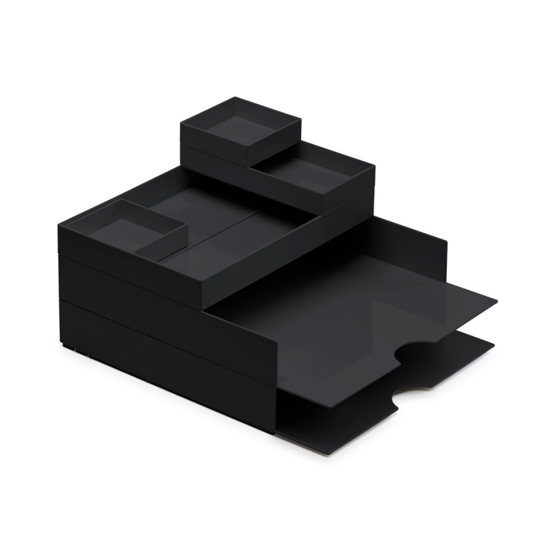 347851-371221-zestaw_pojemnikow_moxom_modular_desk_set_320-800w-1 Zestaw pojemników z szufladkami na biurko MOXOM Modular Desk Set, 320x260x60mm, 6 szt., czarny - obrazek 1