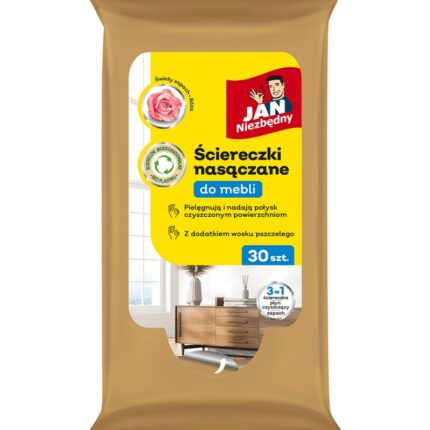 Ściereczki nasączane JAN NIEZBĘDNY, do mebli, 30 szt.