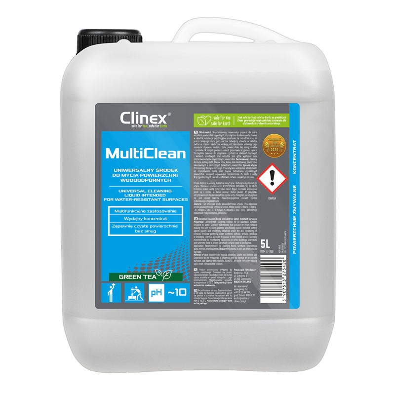 348053-372776-uniwersalny_srodek_clinex_multi_clean_do_myc-800w-1 Uniwersalny środek CLINEX Multi Clean, do mycia powierzchni wodoodpornych, Green Tea, 5l - obrazek 1