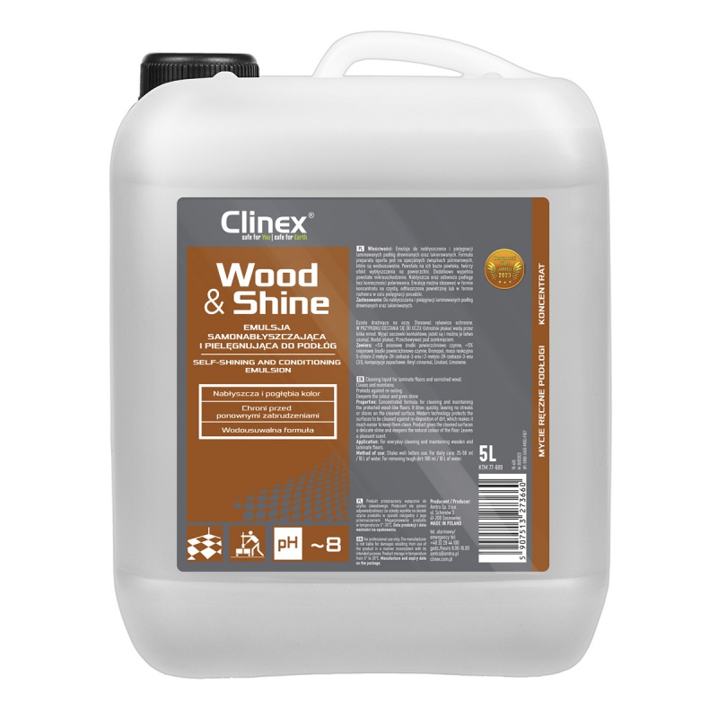 351316-376038-emulsja_clinex_wood_shine_samonablyszczajaca-800w Emulsja CLINEX Wood&Shine, samonabłyszczająca i pielęgnująca podłogi, 5l - obrazek 1