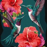 Malowanie po numerach IDEYKA, 40x50 cm, metallic, szmaragdowe kolibry, 1 szt., w pudełku