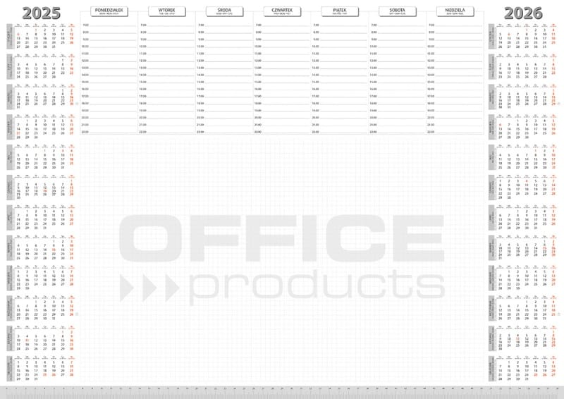 353519-377615-podkladka_na_biurko_office_products_planer_2-800w Podkładka na biurko OFFICE PRODUCTS, planer 2025/2026, biuwar 594x420mm A2 ,52k., biała - obrazek 1