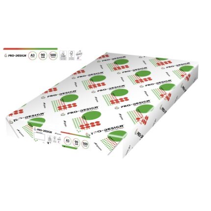 Papier ksero PRO-DESIGN FSC, satynowany, klasa A++, A3, 168CIE, 90gsm, 500 ark. (pakiet 3 opakowań)