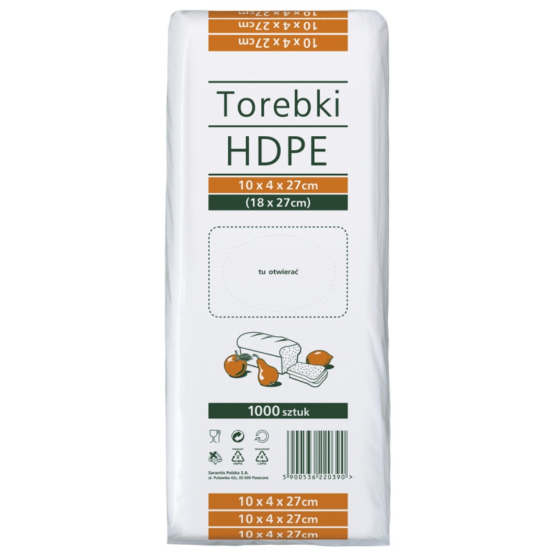 354067-377617-torebki_spozywcze_hdpe_10x4x27cm_1000_szt_tr-800w Torebki spożywcze SARANTIS, HDPE, 10x4x27cm, 1000 szt., transparentne - obrazek 1