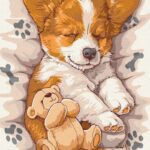 Malowanie po numerach IDEYKA, 30x40 cm, śpiący corgi, 1 szt.