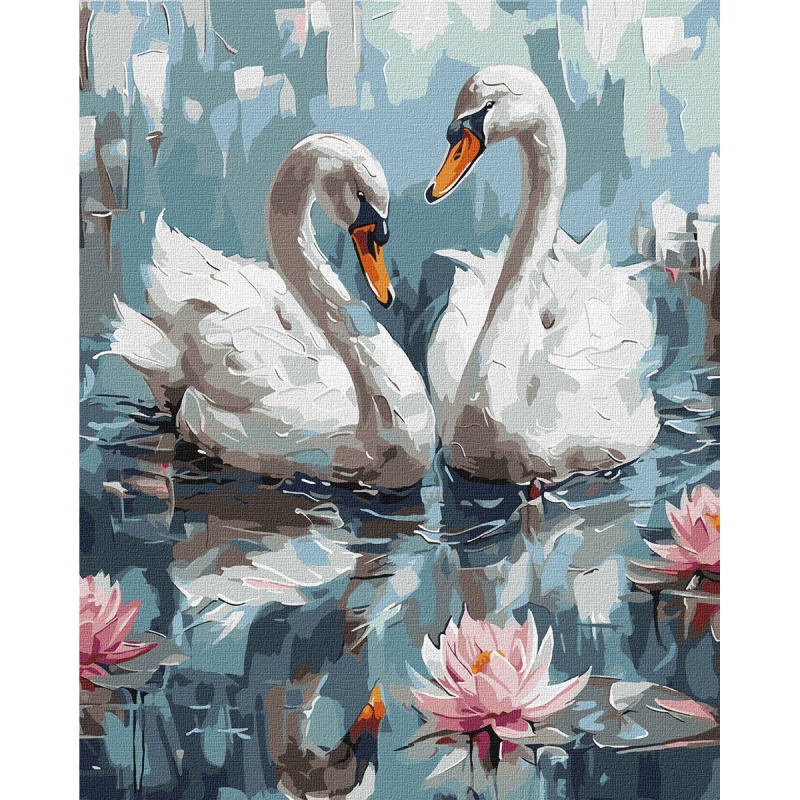 355829-379348-malowanie_po_numerach_ideyka_40x50_cm_zakoch-800w Malowanie po numerach IDEYKA, 40x50 cm, zakochane łabędzie, 1 szt., w pudełku - obrazek 1