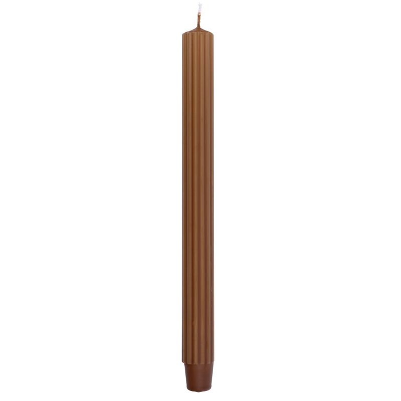 357708-379705-swieca_stolowa_dluga_ryflowana_donau_home_25-800w-1 Świeca stołowa długa ryflowana DONAU HOME, 25x300 mm, 4 szt., karmelowa - obrazek 1