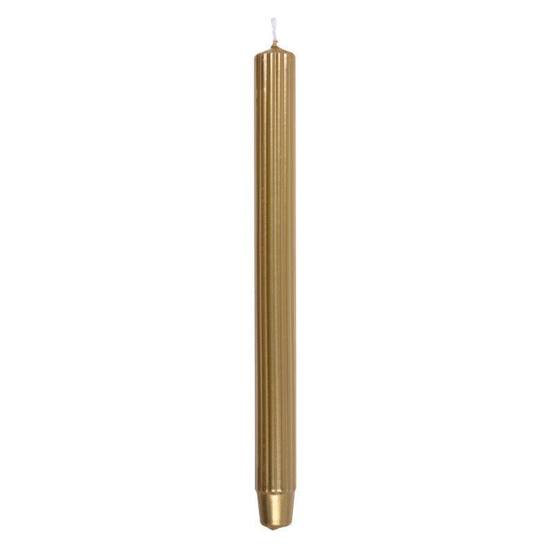 357718-379710-swieca_stolowa_dluga_ryflowana_donau_home_la-800w-1 Świeca stołowa długa ryflowana DONAU HOME, lakierowana, 25x300 mm, 4 szt., złota - obrazek 1
