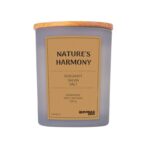 Świeca sojowa DONAU HOME, w szarym szkle, drewniana pokrywa i knot, Nature's Harmony, 200g