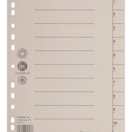 Przekładka DONAU, karton, A4, 235x300mm, 1-10, 1 karta, jasnobrązowa