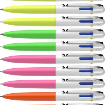 Długopis automatyczny SCHNEIDER TAKE 4 Neon, M, 4 kolory wkładu, 10 szt., mix kolorów