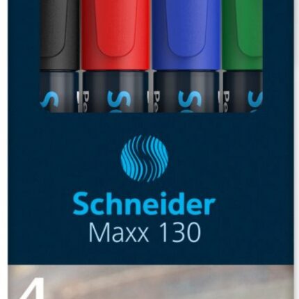 Zestaw markerów uniwersalnych SCHNEIDER Maxx 130, 1-3 mm, 4 szt., pudełko z zawieszką, mix kolorów