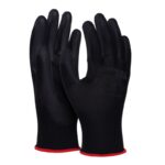 Rękawice DONAU SAFETY PU Black, kat. II, rozm. 6, czarne (pakiet 12 opakowań)
