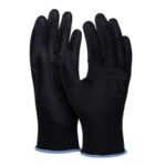 Rękawice DONAU SAFETY PU Black, kat. II, rozm. 9, czarne (pakiet 12 opakowań)