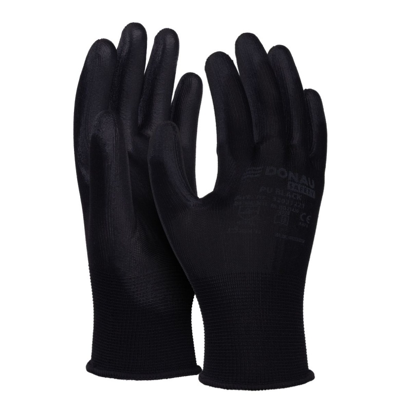 363282-384631-rekawice_donau_safety_pu_black_kat_ii_rozm_1-800w Rękawice DONAU SAFETY PU Black, kat. II, rozm. 10, czarne (pakiet 12 opakowań) - obrazek 1