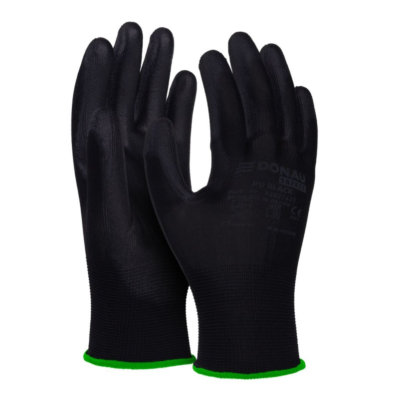 363285-384632-rekawice_donau_safety_pu_black_kat_ii_rozm_1-800w Rękawice DONAU SAFETY PU Black, kat. II, rozm. 11, czarne (pakiet 12 opakowań) - obrazek 1
