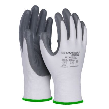 Rękawice DONAU SAFETY Nitrile 01, kat. II, rozm. 11, szare (pakiet 12 opakowań)