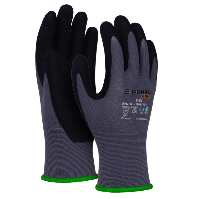 363347-384611-rekawice_donau_safety_flex_kat_ii_rozm_11_sz-800w Rękawice DONAU SAFETY Flex, kat. II, rozm. 11, szare (pakiet 12 opakowań) - obrazek 1