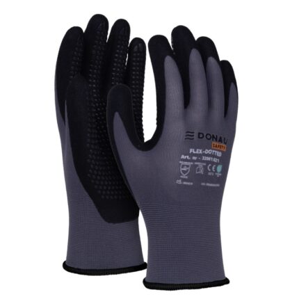 Rękawice DONAU SAFETY Flex-Dotted, kat. II, rozm. 10, szare (pakiet 12 opakowań)