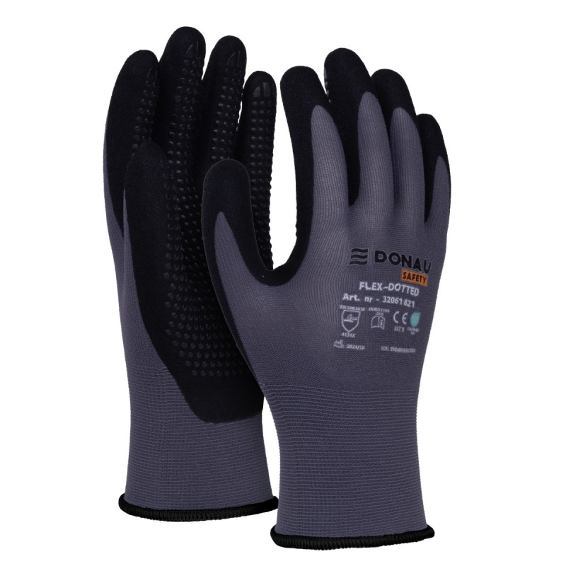 363359-384605-rekawice_donau_safety_flex_dotted_kat_ii_roz-800w Rękawice DONAU SAFETY Flex-Dotted, kat. II, rozm. 10, szare (pakiet 12 opakowań) - obrazek 1