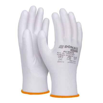 Rękawice DONAU SAFETY PU White, kat. II, rozm. 7, białe (pakiet 12 opakowań)