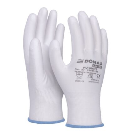 Rękawice DONAU SAFETY PU White, kat. II, rozm. 9, białe (pakiet 12 opakowań)