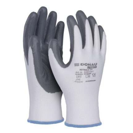 Rękawice DONAU SAFETY Nitrile 01, kat. II, rozm. 9, szare (pakiet 12 opakowań)