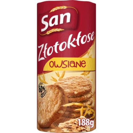 Ciastka złotokłose SAN, owsiane, 188g (opakowanie 24 szt.)