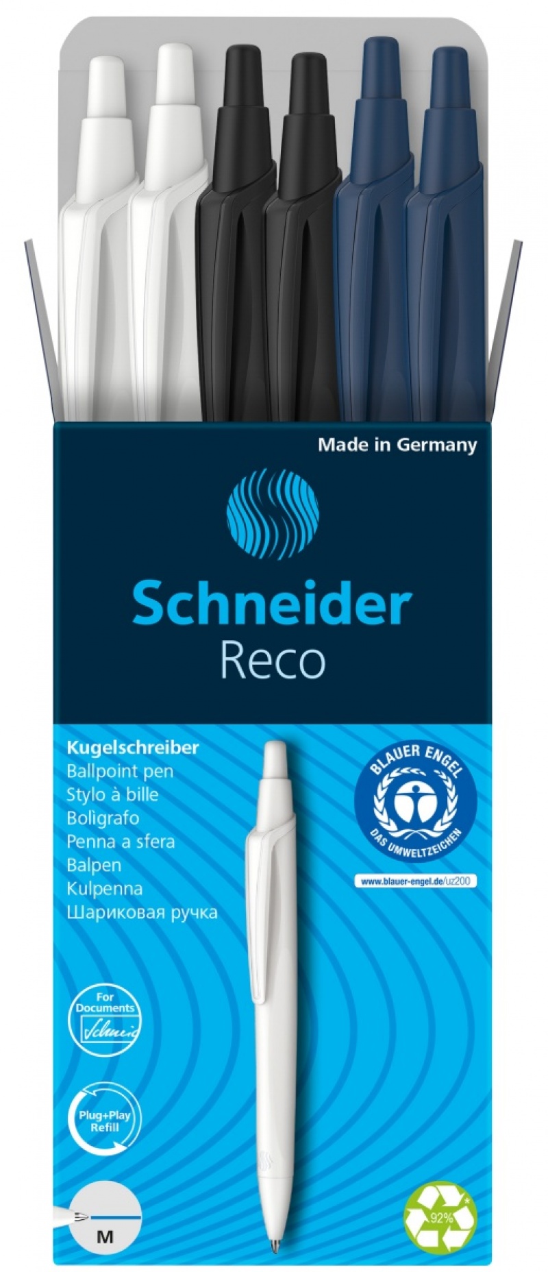 365075-385481-dlugopis_automatyczny_schneider_reco_m_box_6-800w Długopis automatyczny SCHNEIDER Reco, M, box, 6 szt., mix kolorów - obrazek 1