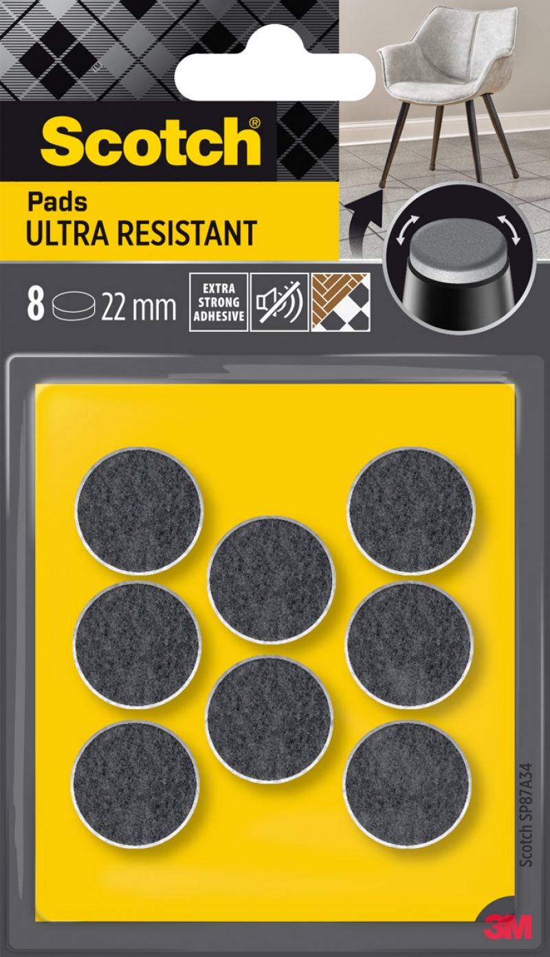 365783-386416-ultra_odporne_podkladki_filcowe_scotch_okrag-800w-1 Ultra odporne podkładki filcowe SCOTCH, okrągłe, 22mm, 8 szt., czarno-białe - obrazek 1