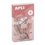 Klipy do dokumentów APLI Up North, 19mm, 15szt, pudełko z zawieszką, różowe