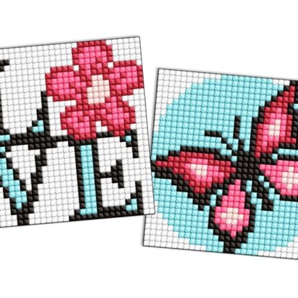Diamentowa mozaika na magnesie IDEYKA, 9x9 cm, kids, pełen wdzieku motyl, 2 szt.