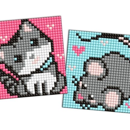Diamentowa mozaika na naklejce IDEYKA, 9x9 cm, kids, szarzy przyjaciele, 2 szt.