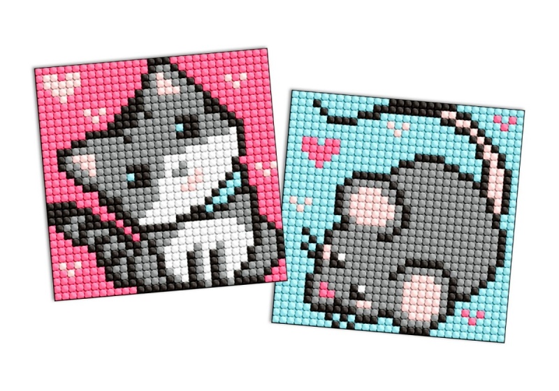 367284-387127-diamentowa_mozaika_na_naklejce_ideyka_9x9_cm-800w Diamentowa mozaika na naklejce IDEYKA, 9x9 cm, kids, szarzy przyjaciele, 2 szt. - obrazek 1