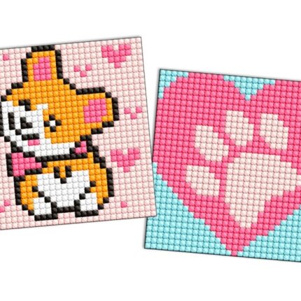Diamentowa mozaika na naklejce IDEYKA, 9x9 cm, kids, corgi, 2 szt.