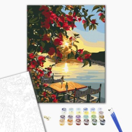 Malowanie po numerach BRUSHME, 40x50 cm, zachód słońca na molo, 1 szt., w pudełku