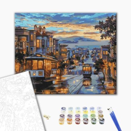 Malowanie po numerach BRUSHME, 40x50 cm, miasto w farbach deszczu, 1 szt., w pudełku