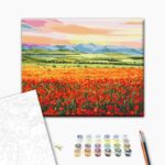 Malowanie po numerach BRUSHME, 40x50 cm, zachód słońca nad polem kwiatów, 1 szt., w pudełku