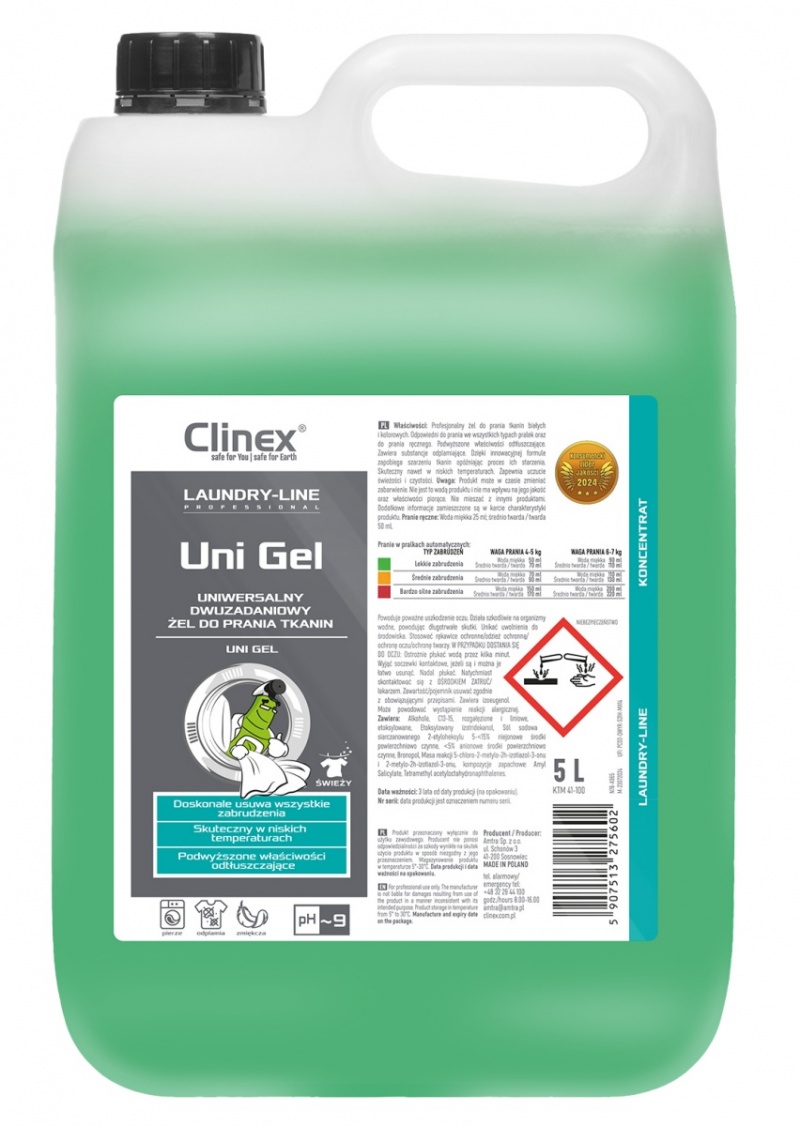 368286-388590-zel_do_prania_tkanin_clinex_uni_gel_5l-800w Żel do prania tkanin CLINEX Uni Gel, 5l - obrazek 1