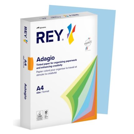 Papier ksero REY ADAGIO, A4, 80gsm, 01 niebieski pastel *RYADA080X419 R200, 500 ark. (pakiet 5 opakowań)