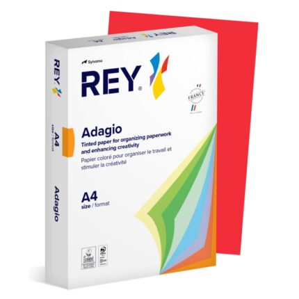 Papier ksero REY ADAGIO, A4, 80gsm, 22 czerwony intense INTENSE *RYADA080X429 R200, 500 ark. (pakiet 5 opakowań)