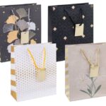 Torebka na prezenty DONAU HOME, laminowana, 25x30x10cm, całoroczna, sznurek, mix wzorów (opakowanie 12 szt.)