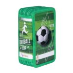 Piórnik szkolny GIMBOO, z wyposażeniem, 3 komory, Soccer 2025, zielony