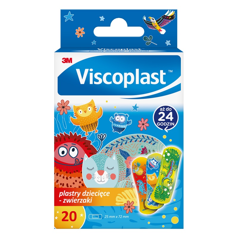 375394-392777-plastry_dzieciece_viscoplast_zwierzeta_72x25-800w-1 Plastry dziecięce VISCOPLAST Zwierzęta, 72x25mm, 20 szt., pudełko - obrazek 1