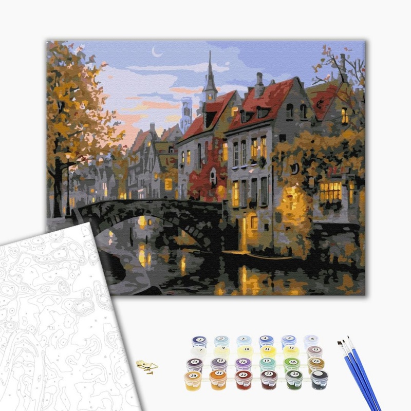 375488-392786-malowanie_po_numerach_brushme_40x50_cm_zmier-800w Malowanie po numerach BRUSHME, 40x50 cm, zmierzch w mieście, 1 szt., w pudełku - obrazek 1