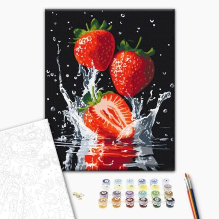 Malowanie po numerach BRUSHME, 40x50 cm, soczyste truskawki, 1 szt., w pudełku