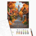 Malowanie po numerach BRUSHME, 40x50 cm, październikowe miasteczko, 1 szt., w pudełku