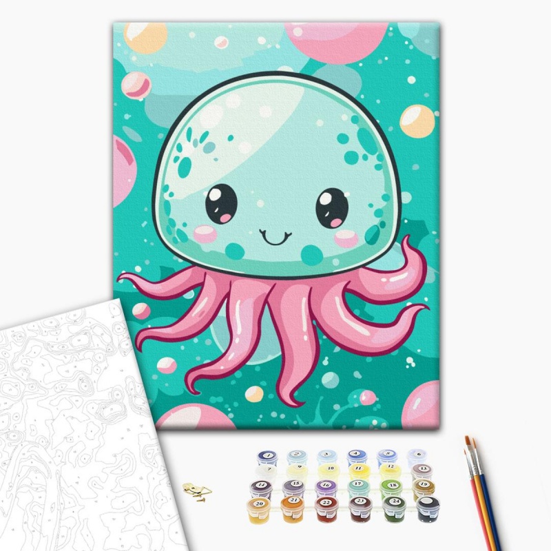 375535-392796-malowanie_po_numerach_brushme_30x40_cm_kids_-800w Malowanie po numerach BRUSHME, 30x40 cm, kids, wesoła meduza, 1 szt. - obrazek 1