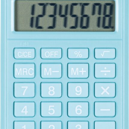 Kalkulator kieszonkowy DONAU TECH, 8-cyfr. wyświetlacz, wym. 97x60x10 mm, jasnoniebieski